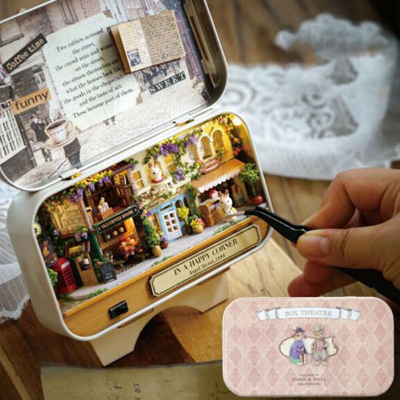 3 Themes DIY Mini Box Theatre Dolls House Dollhouse Miniature Scene Kits Toy