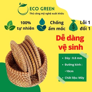 Miếng Lót Ly Cốc ECO GREEN Bằng Mây Guột 100% Tự Nhiên, Chống Trượt Chống Thấm Nước