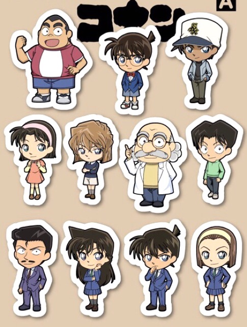 Sticker anime conan 30 cái ép lụa khác nhau