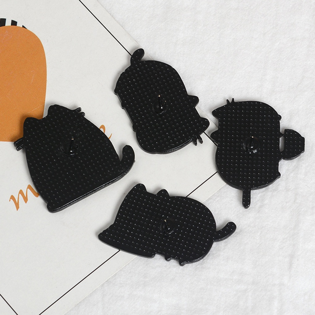 YOML✔Cute Cartoon Fat Cat Eat Noodles Enamel Brooch Pin Collar Lapel Badge Jewelry