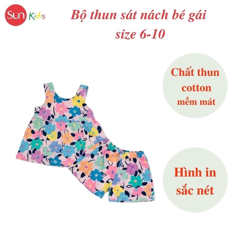 Đồ bộ thun bé gái, đồ bộ trẻ em chất cotton, có nhiều màu, size 6-10 tuổi - SUNKIDS1