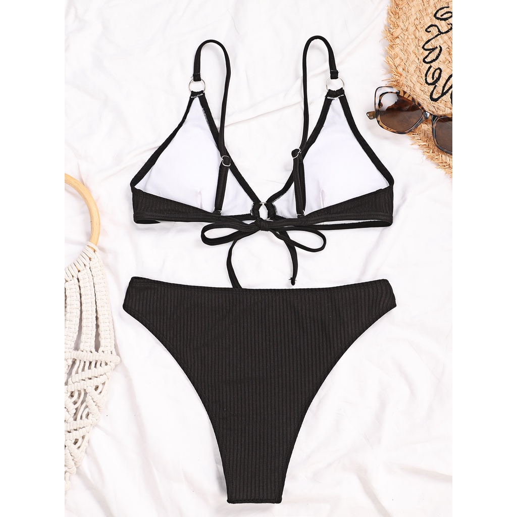 Bộ đồ bơi hai mảnh bằng polyester màu sắc xanh dương thời trang quyến rũ cho nữ | BigBuy360 - bigbuy360.vn