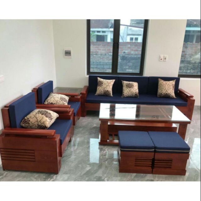 Bàn ghế phòng khách - sofa gỗ