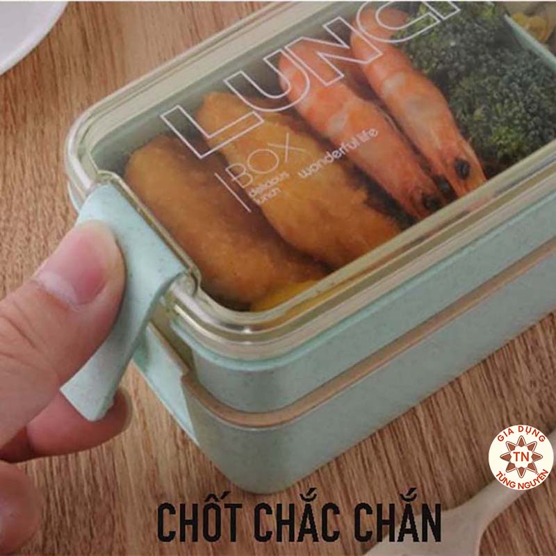 Hộp cơm lúa mạch 3 tầng siêu đẹp - hộp cơm văn phòng nhỏ gọn - nhiều màu dễ thương