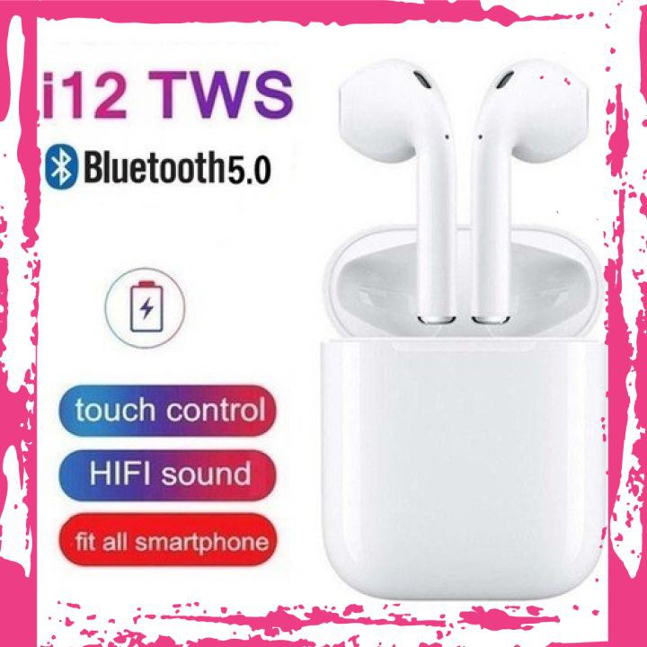 Tai Nghe Tai Phone Bluetooth I12 TWS Nhét Tai Kết Nối Không Dây Kèm Dock Sạc Tiện Dụng Phù Hợp Các Dòng Điện Thoại