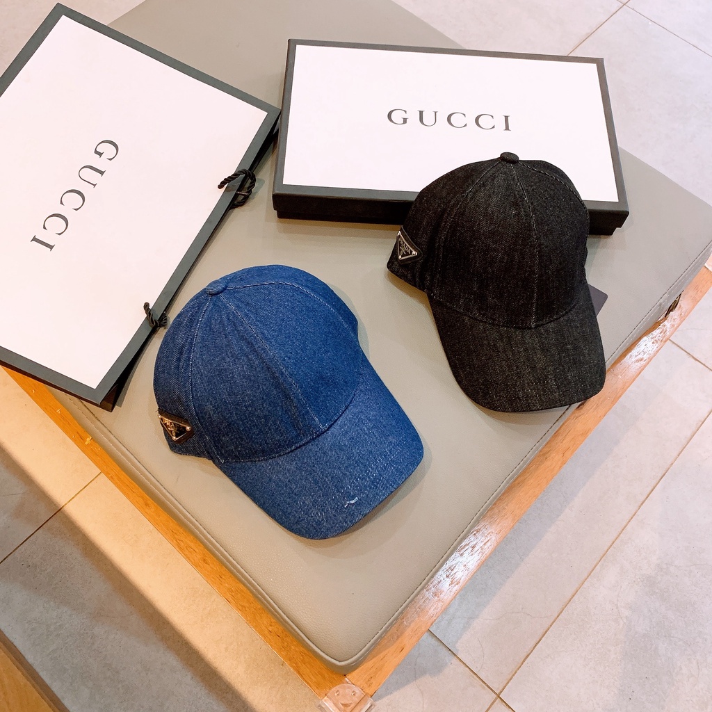 Mũ Lưỡi trai prada denim full tag về sẵn 2 màu đen, xanh phom siêu đẹp