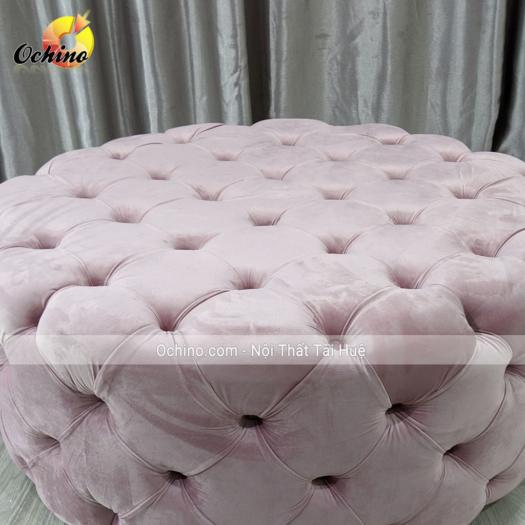 Đôn Nỉ Tròn Sofa, Ghế Đôn Nhún Cổ Điển Cao Cấp Cách Điệu Sang Chảnh Size 1m ( Đủ màu)