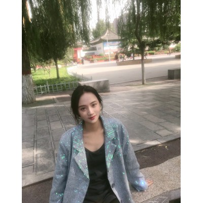 (A4000) áo vest sequin bling bling ulzzang hàn quốc lấp lánh ánh xanh xám size S M L(kèm ảnh khách ) | BigBuy360 - bigbuy360.vn