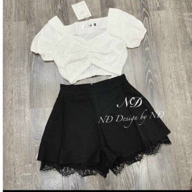 Chân váy xếp tầng phối ren cao cấp