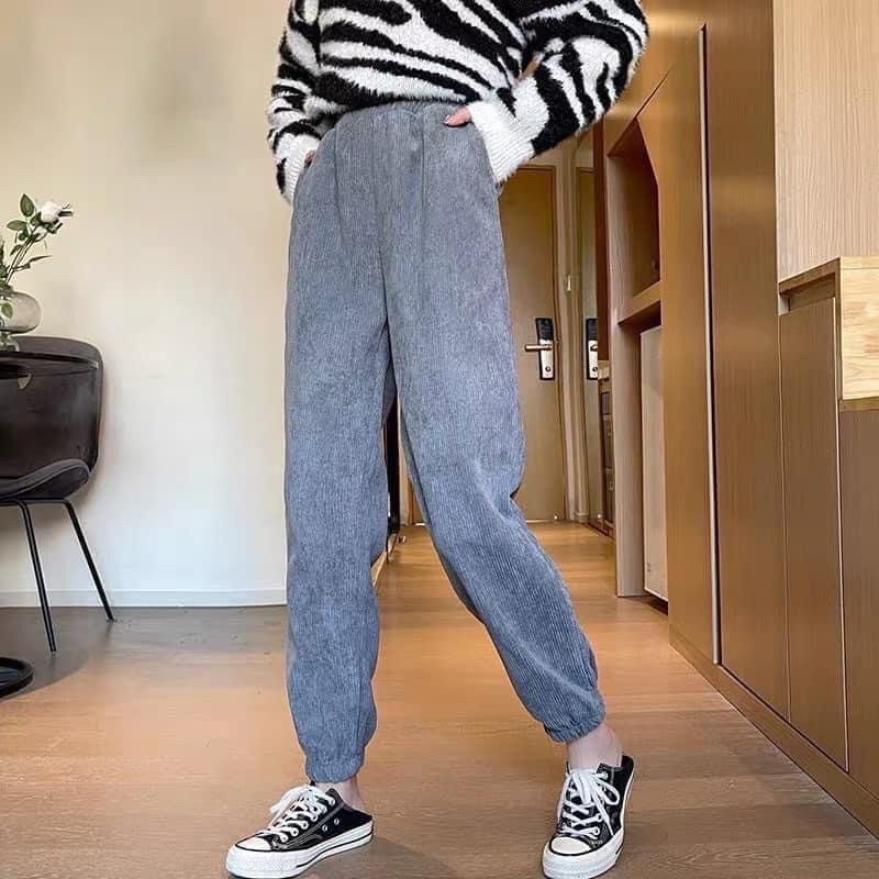 Quần Jogger Bo Gấu Nhung Tăm Mịn ( hình thật, có video, hàng có sẵn)