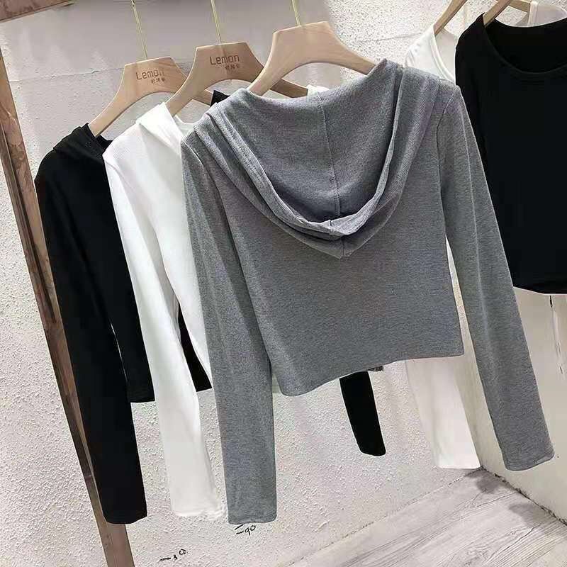 Áo Cardigan Tay Dài Có Nón Trùm Đầu Khóa Kéo Phong Cách Phương Tây Mới Dễ Phối Đồ Dành Cho Bạn Nữ