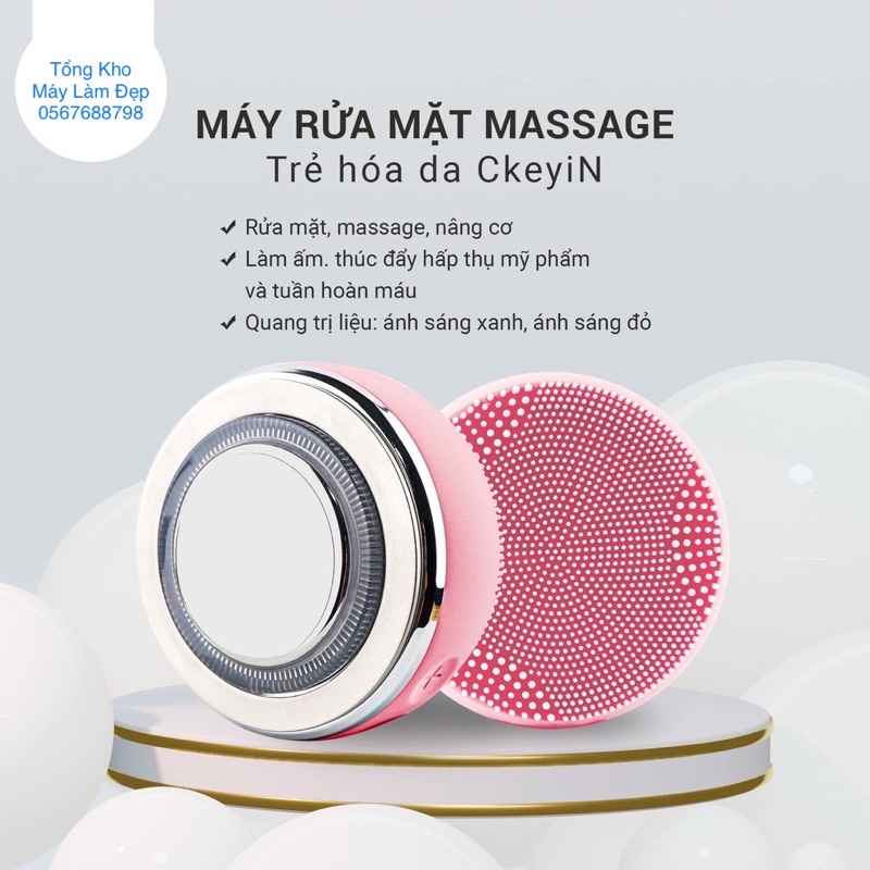 [Chính hãng] Máy Rửa Mặt Masage ion Đẩy Tinh Chất, Chiếu Ánh Sáng Nâng Cơ Trẻ Hoá Da Ckeyin