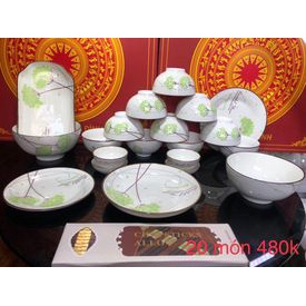Bộ Bát Đĩa Bát Tràng  - Bộ Bát Đĩa Cao Cấp Xanh Lá