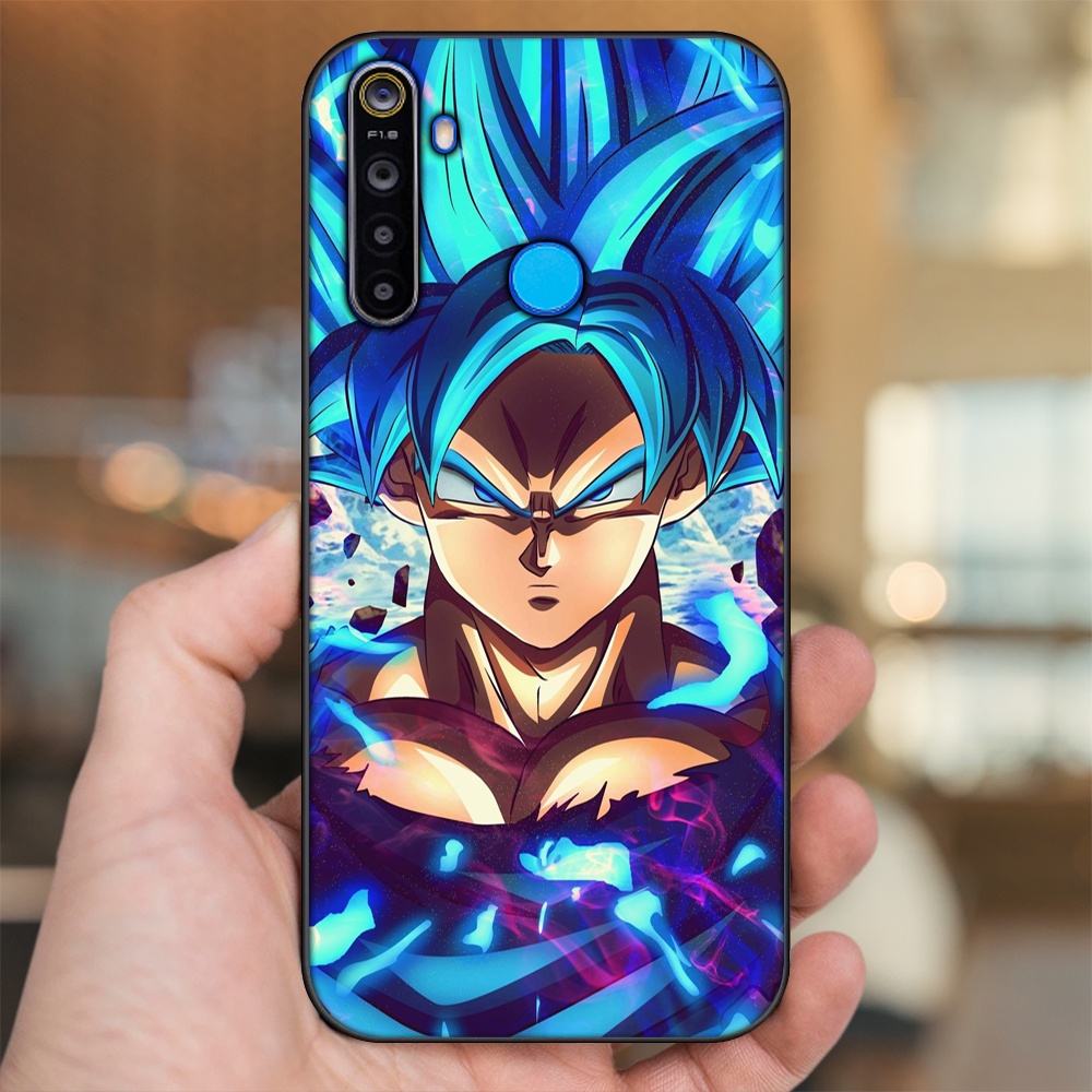 Ốp lưng Realme 5, 5 Pro viền đen in hình Goku Dragon Ball