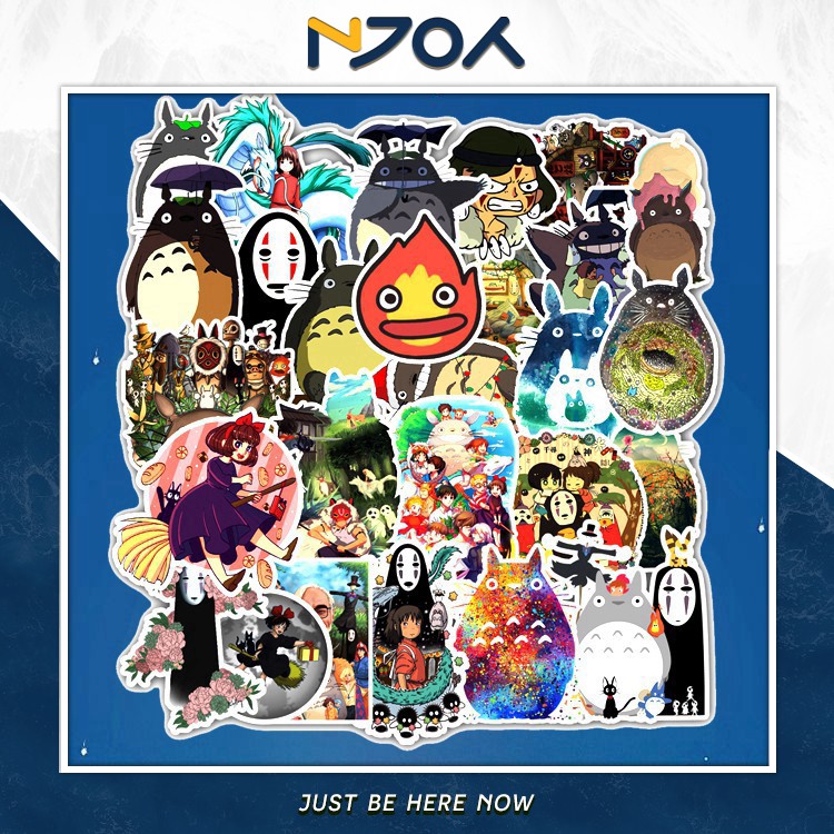 Set 50 Miếng Sticker Totoro Vô Diện Chống Nước Dán Nón Bảo Hiểm, Laptop, Vali, Tủ, Bàn Học, Xe Máy