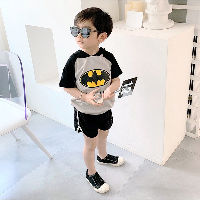 Áo hoodie ngắn tay kèm quần dài hóa trang siêu anh hùng thời trang cho bé trai