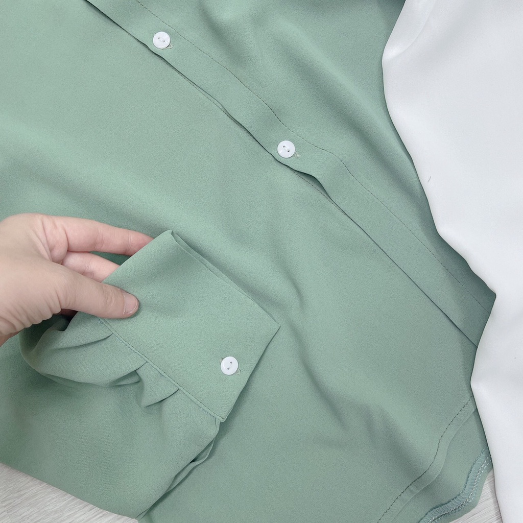 Set áo sơ mi TRẮNG dài tay kèm quần ống rộng chất thô đũi mát mịn phong cách ulzzang hàn quốc