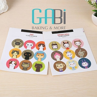 Sticker tròn hình động vật (9 tem/bảng)