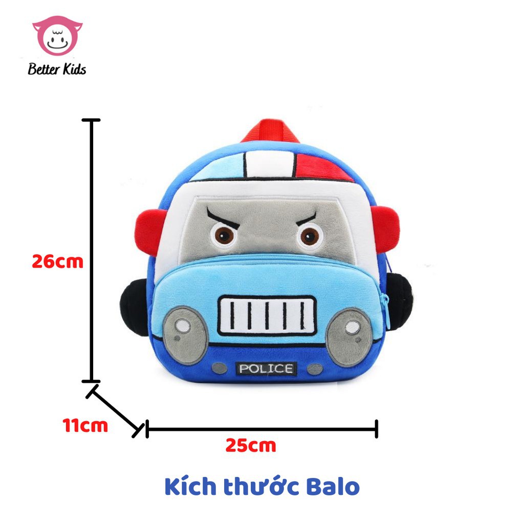 ba lô cho bé Balo Cho Bé Mẫu Giáo Từ 1-5 Tuổi, Chất Liệu Nhung Mịn, Tạo Hình Ô-Tô 3D