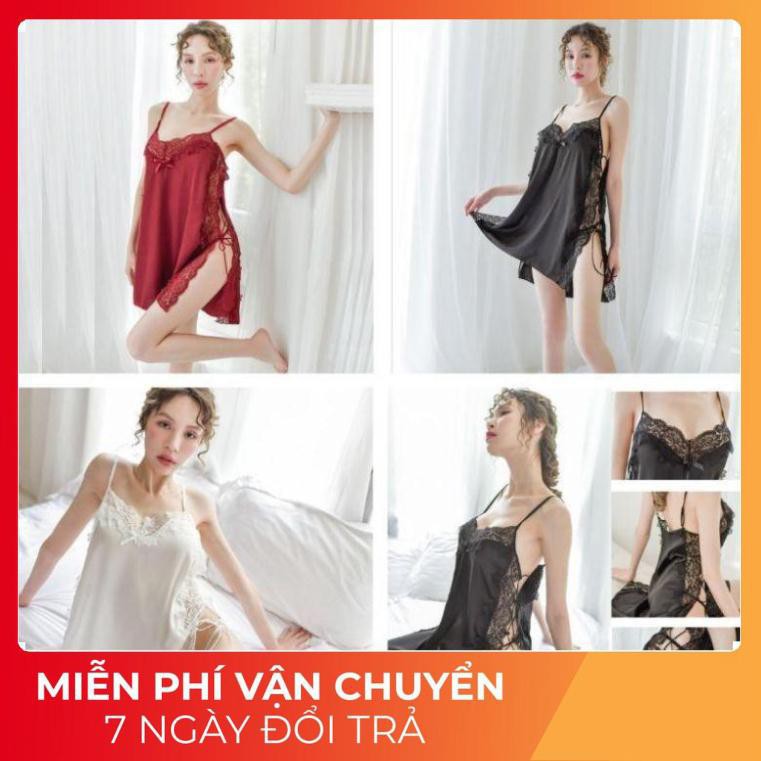 Váy Ngủ Nữ, Đầm Ngủ Sexy Quảng Châu Vải Satin <60kg Xịn Sò