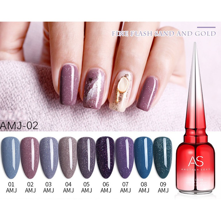 Sơn gel AS phụ kiện nail giá rẻ tone màu nhũ mịn nhũ giả bột mã AMJ 15ml