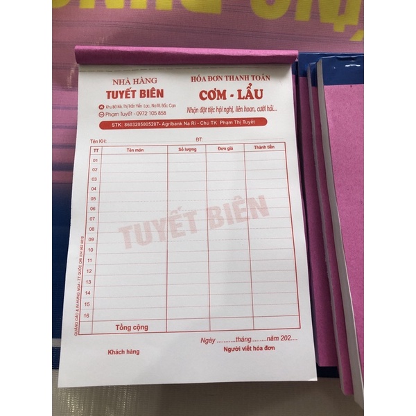Hoá đơn bán hàng in theo yêu cầu thiết kế miễn phí