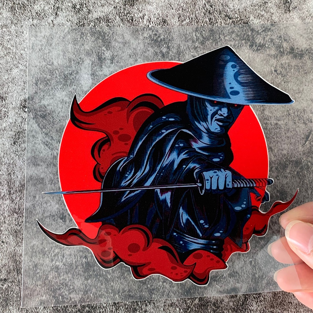 Miếng Dán Đề Can Phản Quang Chống Nước Hình Samurai Nhật Bản Cho Xe Hơi Xe Máy Xe Đạp