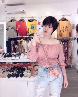 Áo trễ vai voan lụa