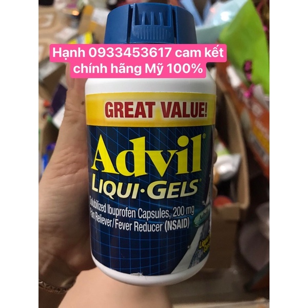 (Hàng Mỹ) tinh chất Ádvil liqui gels viên xanh 200 viên