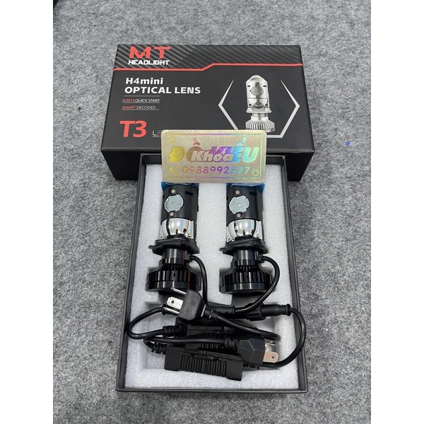 Đèn pha mini T3 gắn xe máy chân h4