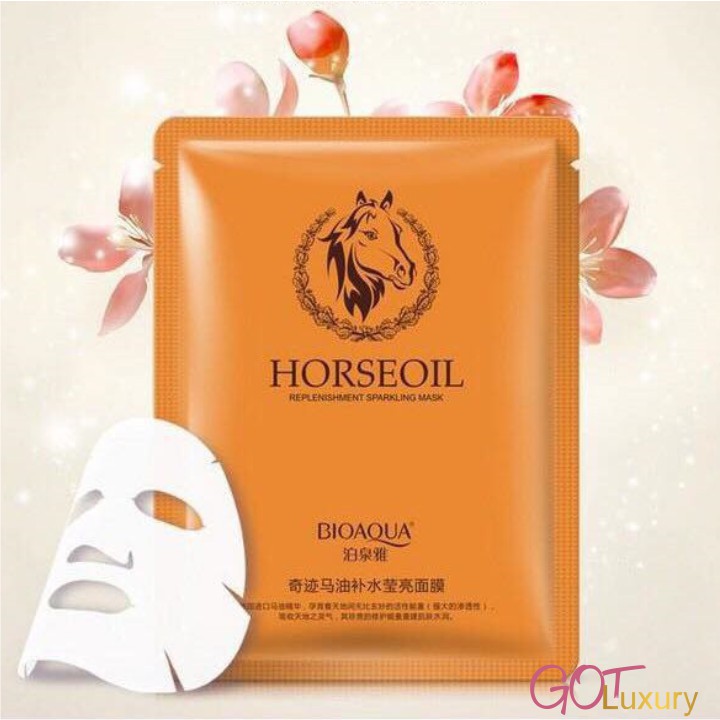 Mặt Nạ Giấy Dưỡng Da Mụn Cấp Ẩm Thải Độc Tinh Dầu Ngựa Hourse Oil Bioaqua Mask Hàng Nội Địa Trung