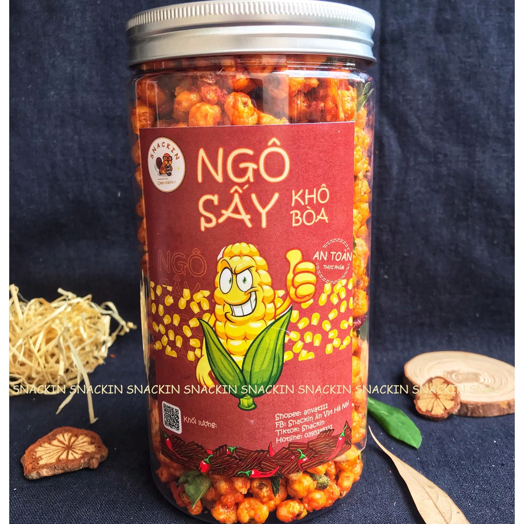 Bắp sấy lắc khô bò lá chanh SNACKIN loại 1, hũ pet 400g, 250g, ăn vặt Hà Nội | BigBuy360 - bigbuy360.vn