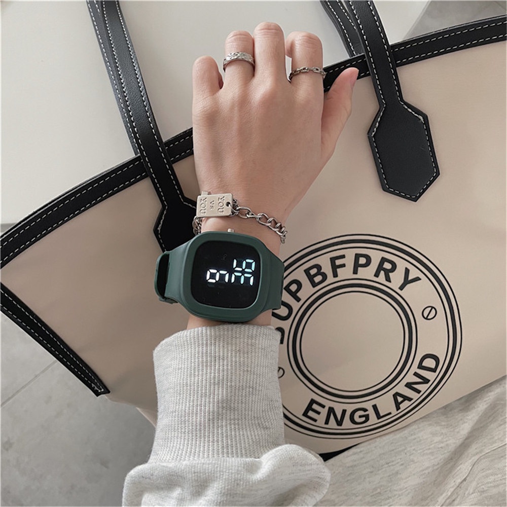 Đồng Hồ Đeo Tay Thể Thao Mặt Vuông Dây Silicone Phong Cách Hàn Quốc Dành Cho Học Sinh