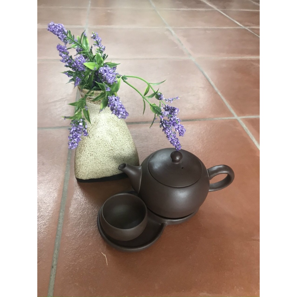 Bộ ấm chén bát tràng NÂU SON GANH cao cấp, phong cach trà đạo sản xuất bán thủ công theo tiểu chuẩn nhật bản