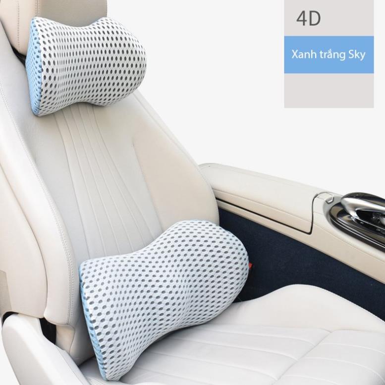 Gối tựa đầu ô tô chất liệu 4D phiên bản thời trang thoáng mát, Tựa lưng xe hơi dáng thể thao chống lún xẹp