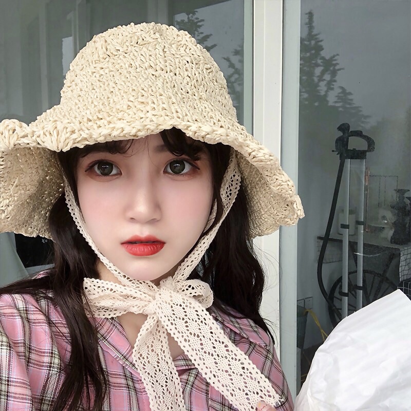 Mũ cói đi biển cho mẹ và bé có dây buộc cực xinh MCL02