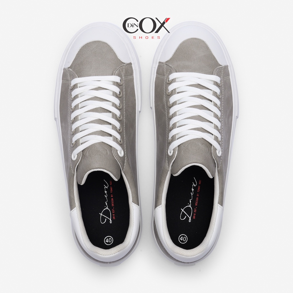 Giày Sneaker Da Nam DINCOX C13 Cách Điệu Sáng Tạo Grey/White