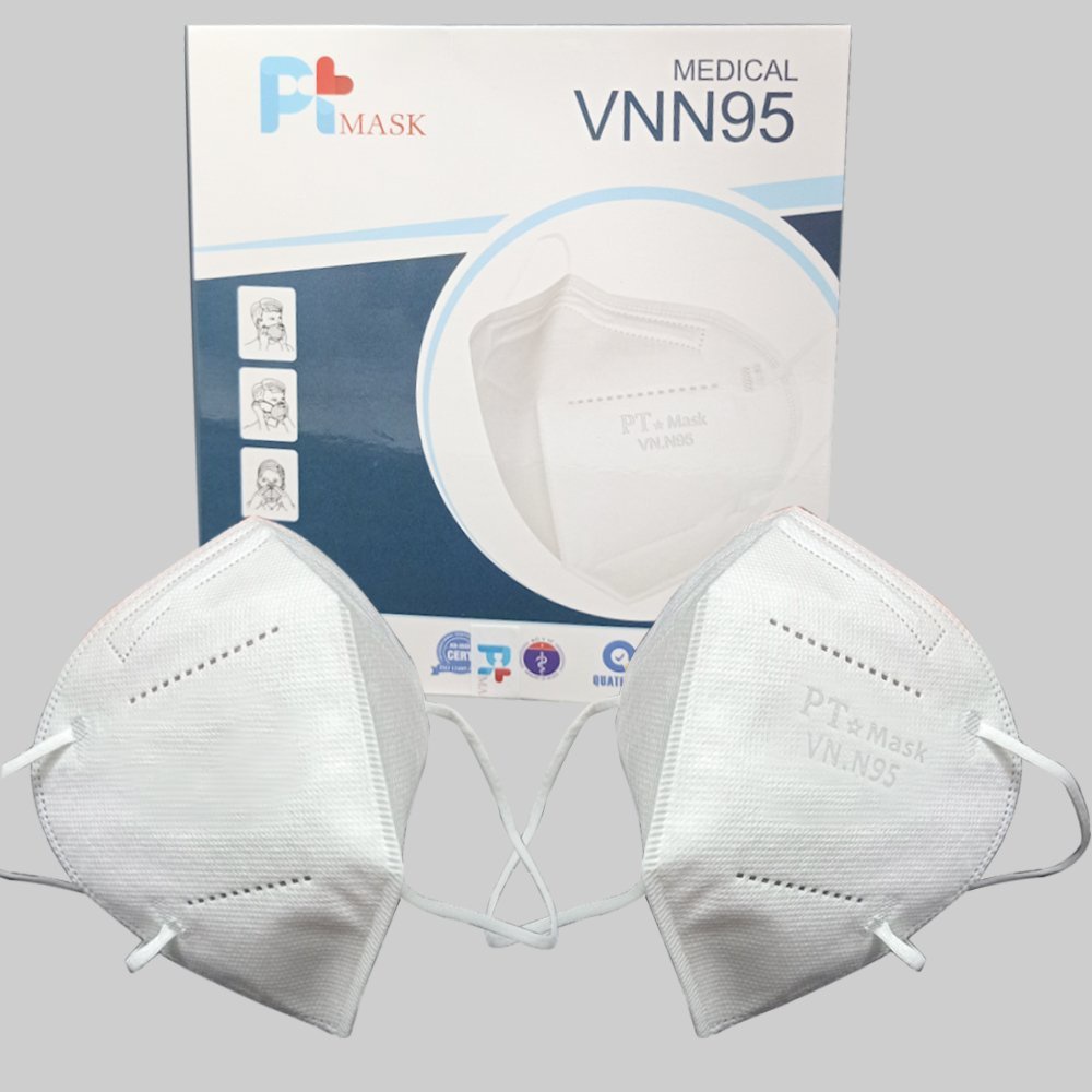 Khẩu Trang Y Tế PT MASK VNN95, Chống Bụi Siêu Mịn PM2.5, Màu Trắng (Một hộp gồm 10 cái)