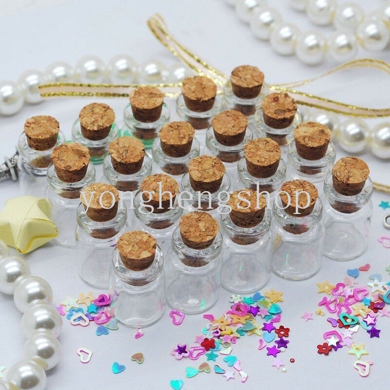 Set 50 Lọ Thủy Tinh Mini 12*16mm Kèm Nút Bần Trong Suốt