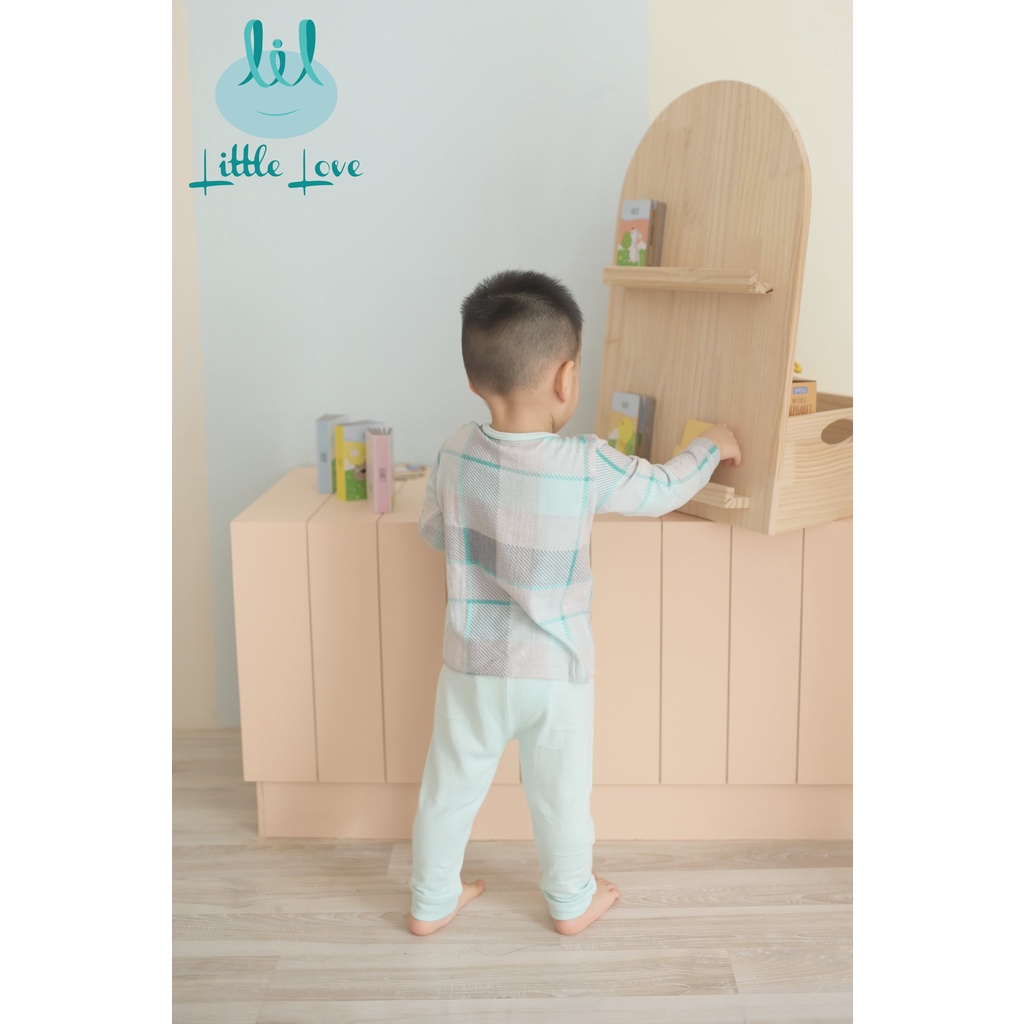 Bộ quần áo dài tay len mỏng họa tiết bổ trụ cho trẻ từ 3m đến 4y little love (LDT86)