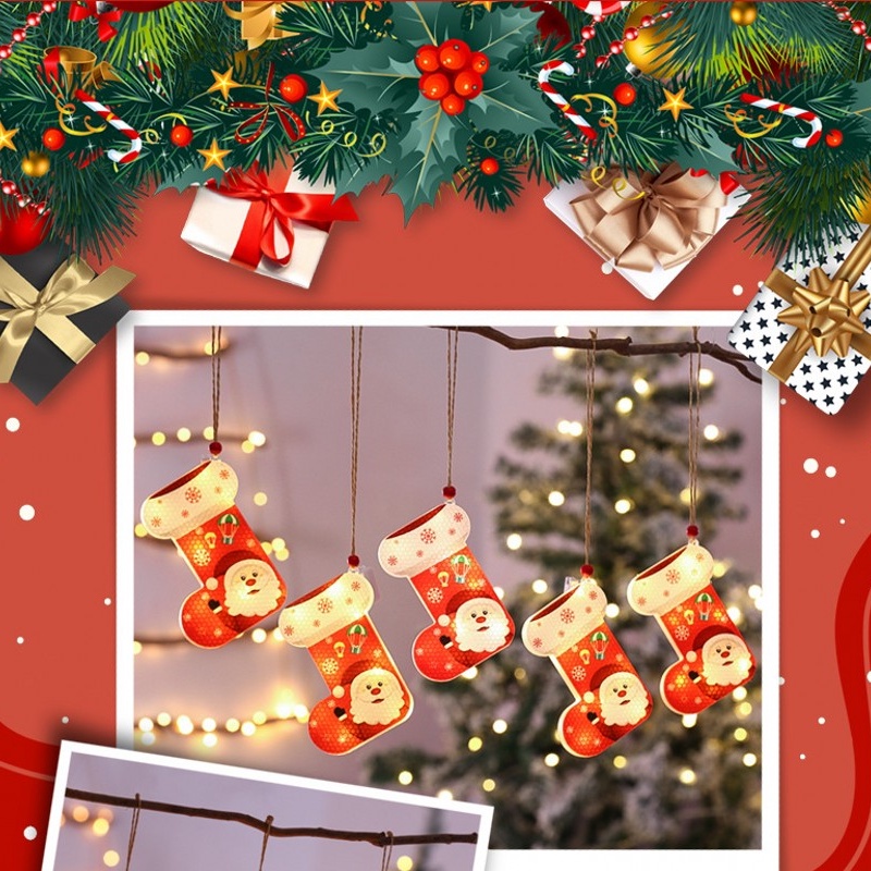 Dây đèn LED hình cây thông Noel trang trí phòng ngủ cho bé