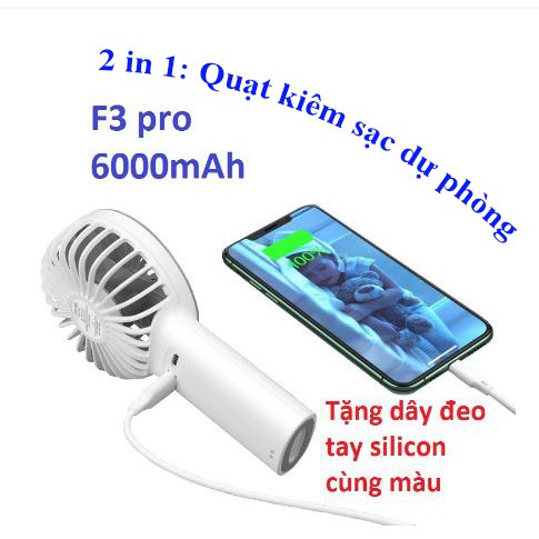 Quạt cầm tay Yoobao F3 pro 6000mAh, Sạc dự phòng Yoobao, quạt liên tục 32 tiếng