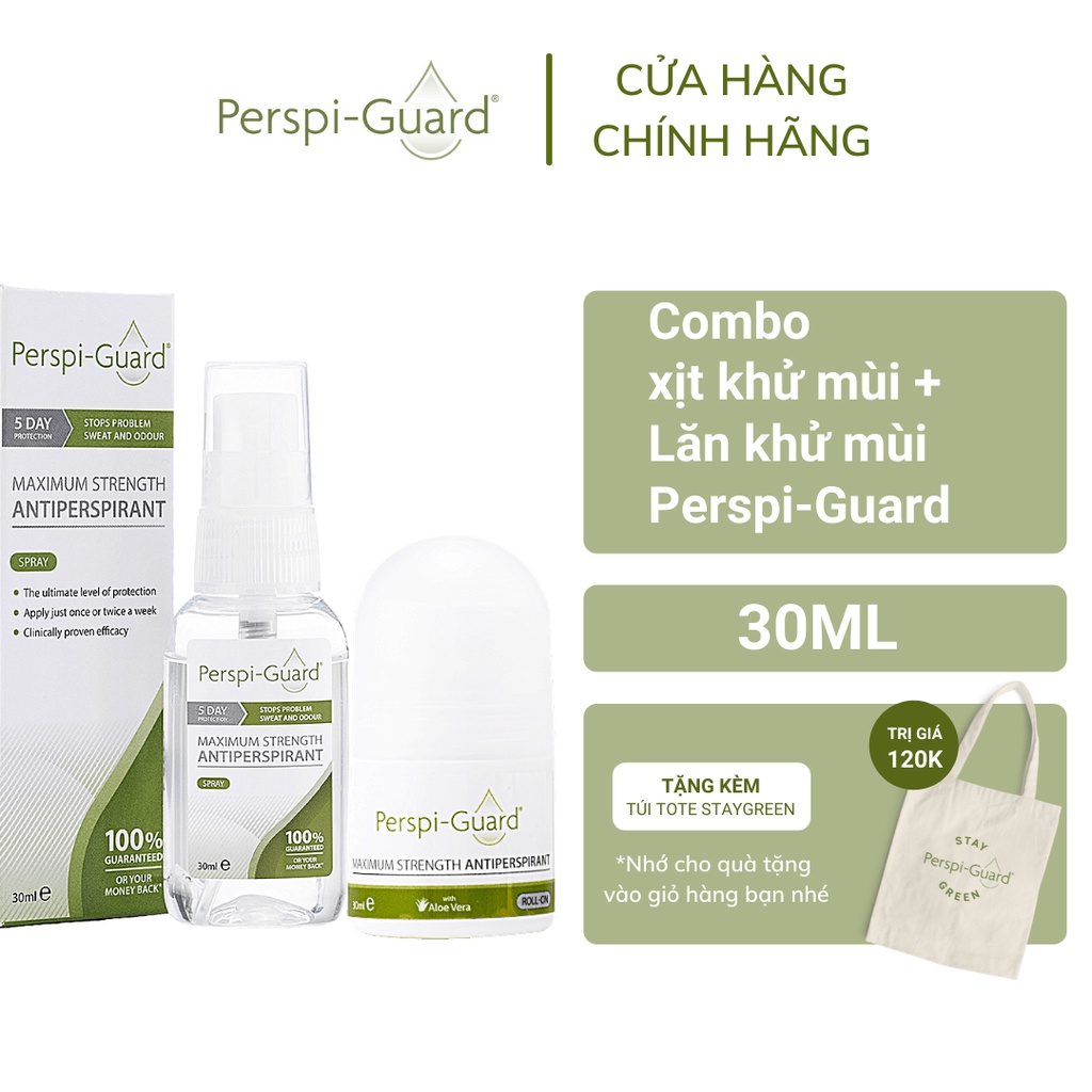 Combo ngăn mồ hôi Perspi-Guard lăn khử mùi 30ml + xịt khử mùi 30ml