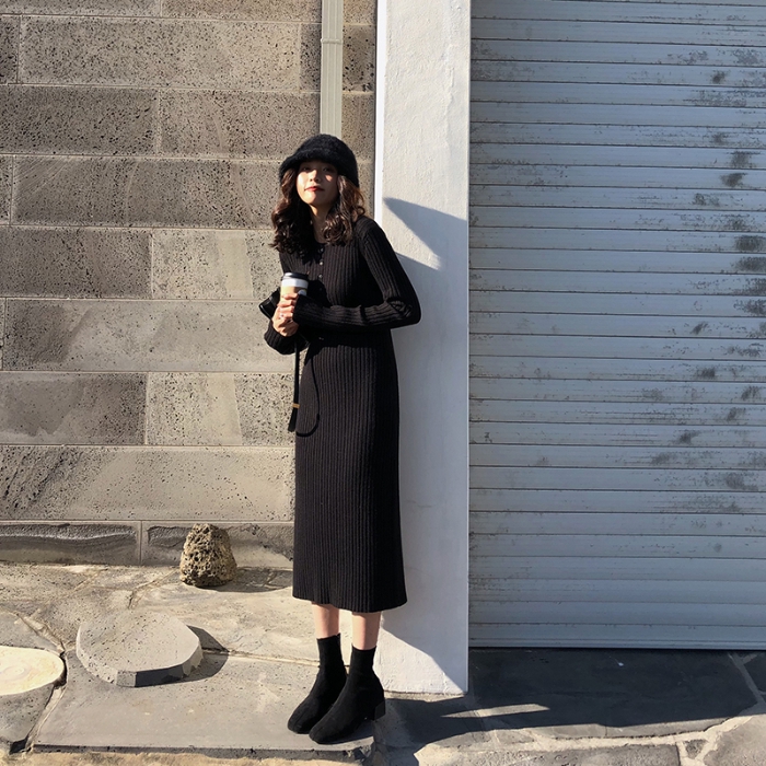 Đầm dệt kim thời trang thu đông thanh lịch cho nữ | BigBuy360 - bigbuy360.vn