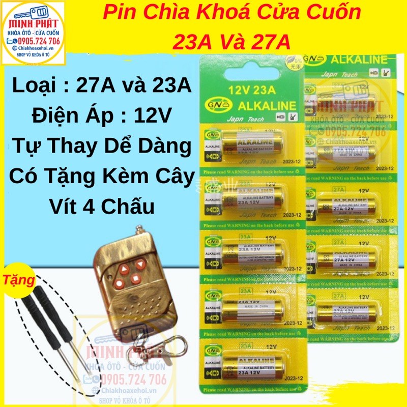 Pin Chìa khoá Điều Khiển Cửa Cuốn 27A và 23A