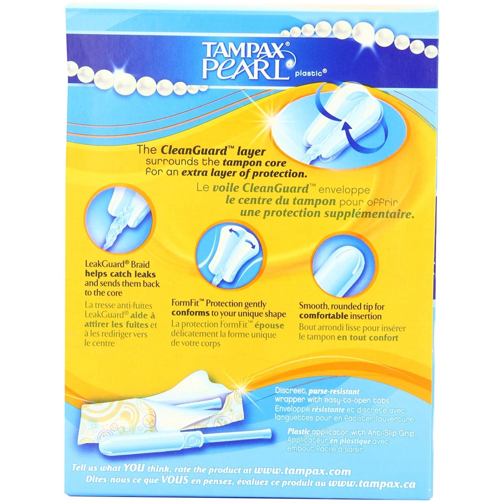 Tampax Pearl Tampons 47 miếng Light, Regular, Super siêu thấm không mùi