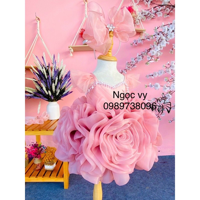 váy hoa hồng bungary cho bé( chuyên sỉ lẻ váy công chúa baby )