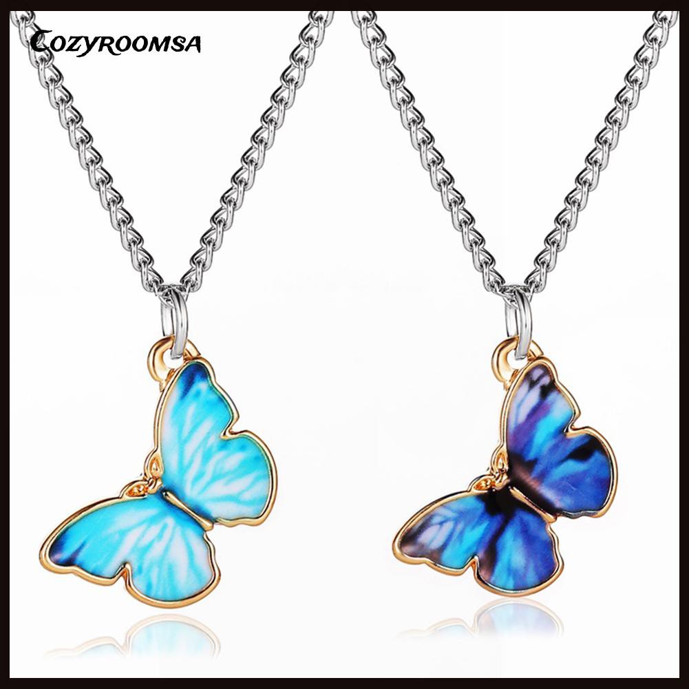 BUTTERFLY vòng cổ Mặt Bướm Đính Đá Nhiều Màu Thời Trang Cho Nữ