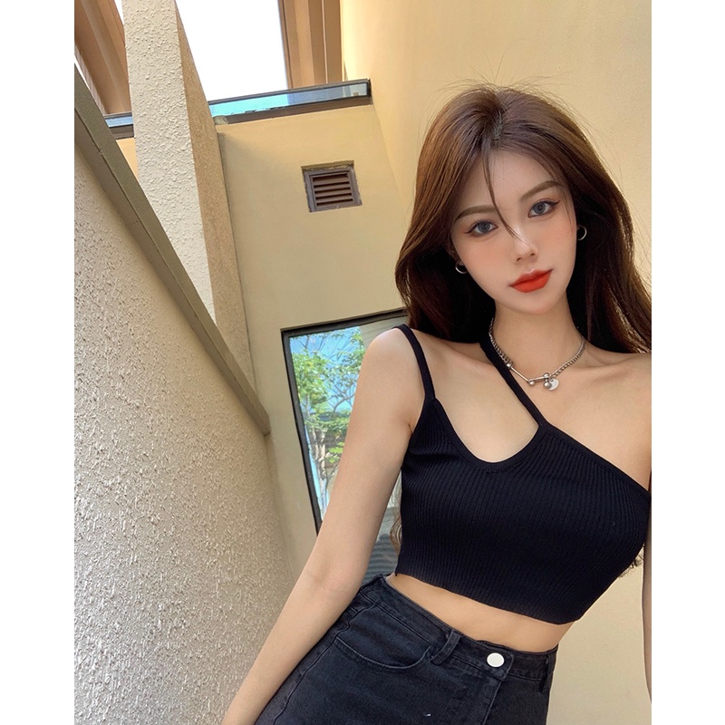 QKOOLE  Áo croptop không tay kiểu dáng thời trang mùa hè cho nữ