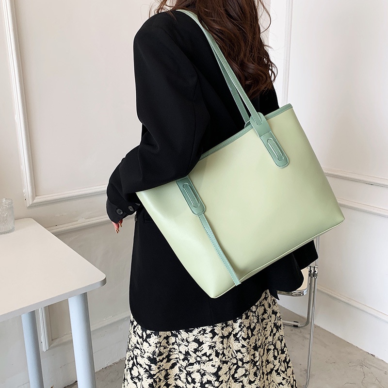 Túi Tote Đeo Vai Màu Trơn Cỡ Lớn 2022 Thời Trang Mùa Xuân Cho Nữ